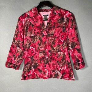 Silkland 100% silk blouse, size Sm, floral print, high quality